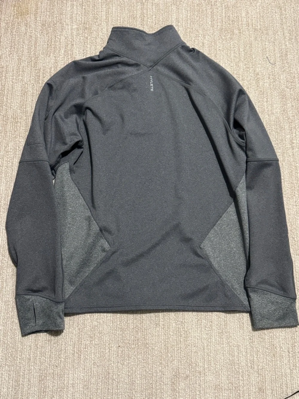 Hylete Mens Size L Gray Flexion II Quarter Zip Jacket Thumbholes Performance